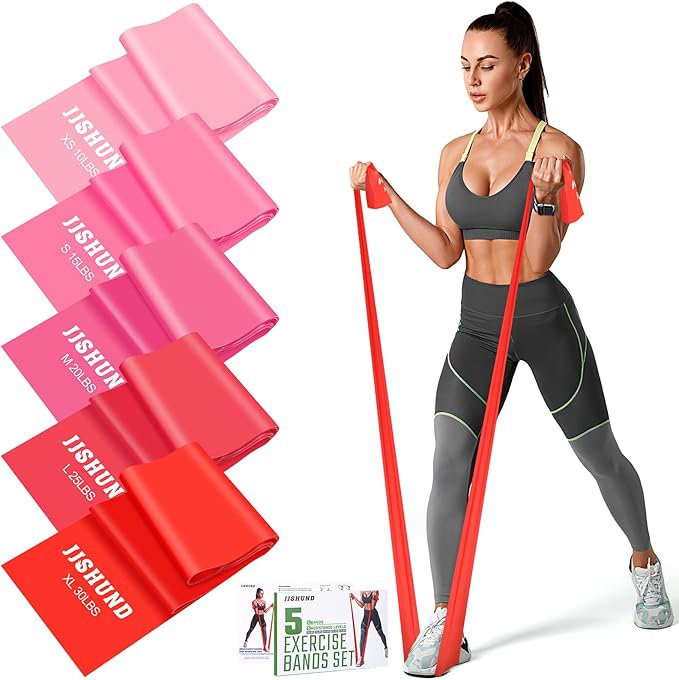 5 Pcs Resistance Bands, Professional Exercise Bands Elastic Stretch Bands for Fitness Yoga Pilates Stretching Strength Training, Workout Bands for Women and Men Home Gym - Bloomnest