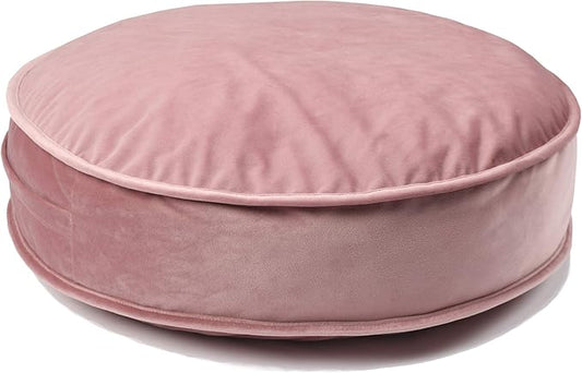 Velvet Floor Pillows Round Chair Cushion Couch Throw Pillow Soft Pouf Seat Mattress Bean Bag for Reading Nook Play Room (19.7 in, Dusty Rose)