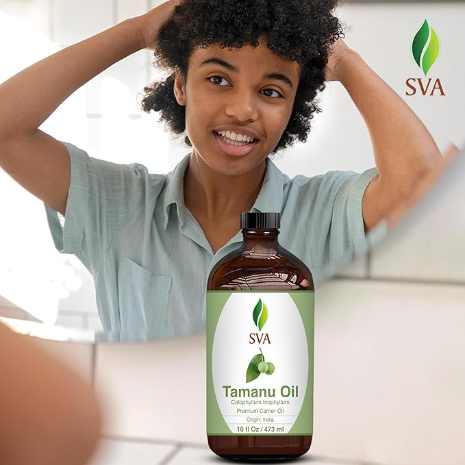 SVA Tamanu Seed Oil - 16 Fl Oz – 100% Natural Cold Pressed Tamanu Oil - for Face, Skin Care, Hair Care, Scalp Massage & Body Massage – Carrier Oil - Bloomnest