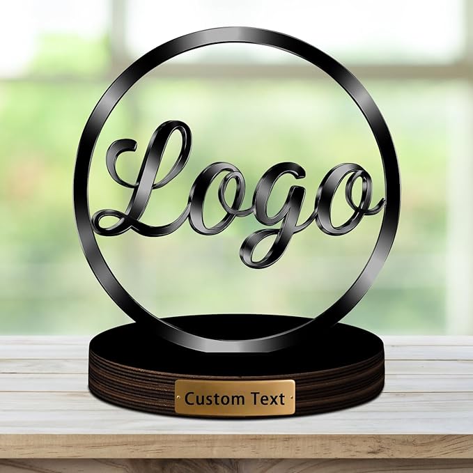 Personalized Acrylic Business Company Logo Statue Sign Plaque,Custom Photo Picture Office Store Company Logo Signage Sculpture Decor with Picture Text Logo for Business - Bloomnest