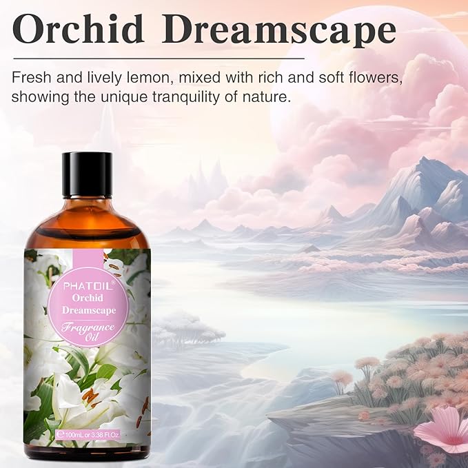 PHATOIL 3.38FL.OZ Orchid Dreamscape Fragrance Oils for Aromatherapy, Essential Oils for Diffusers for Home, Perfect for Diffuser, Yoga, Skin Care, DIY Candle and Soap Making - 100ml - Bloomnest