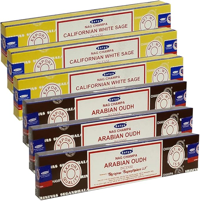 White Sage Arabian Oudh Incense Sticks & Holder Bundle Variety Pack from House of Nag Champa Incense Sticks and Trumiri TRUMIRI