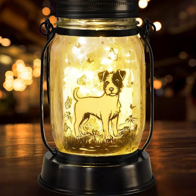Jack Russell Terrier Gifts for Women/Men Jack Russell Terrier Solar Lanterns Mom Birthday Dog Lovers Lantern Pet loss Pet Memorial Lights Solar Garden Decoration for Yard, Patio,Backyard,Porch Torches - Bloomnest