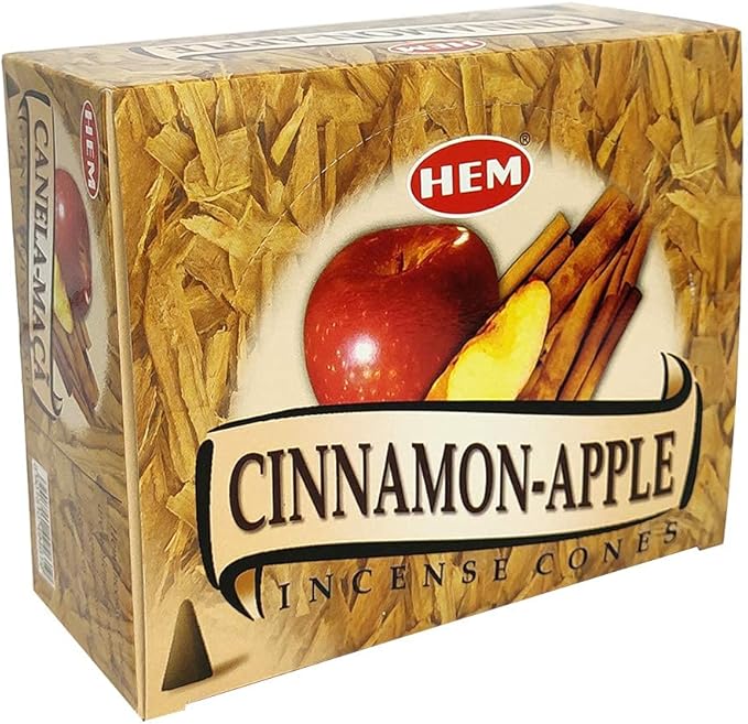 TRUMIRI Incense Cone Holder Bundle with Hem Cinnamon Apple Incense Cones - Pack of 12 (Approx 120 Cones)