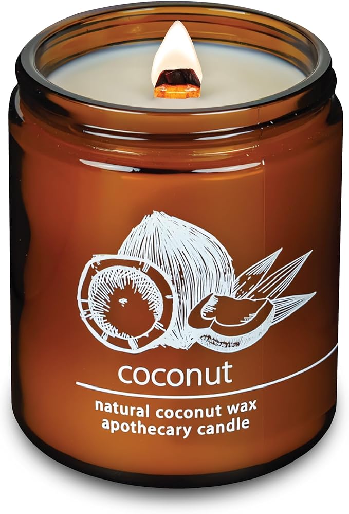Hemlock Park Crackling Wood Wick Candle Handcrafted with Natural Coconut Wax (Standard 8 oz, Coconut) - Bloomnest