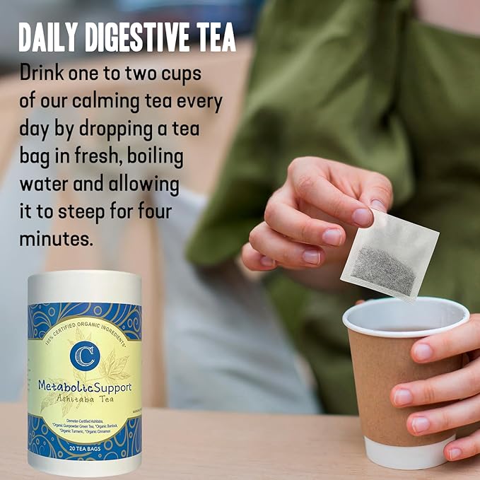 Dr. Cowan’s Garden Organic Ashitaba Green Tea - 20 Teabags - Metabolic Support Herbal Tea Bags with Turmeric Powder, Calming Digestive Support for Health & Well-Being, Ashitaba Herbs Grown in the USA - Bloomnest
