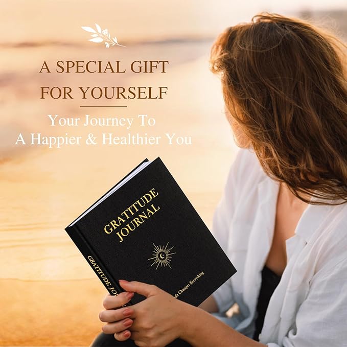 Lanpn Daily Gratitude Journal for Men Woman, 4 Month Mindfulness & Affirmation Planner, 7.8"x9.2" The 5 Minute Grateful Diary, Guided Reflection with Positivity Prompts Undated Notebook, Black - Bloomnest