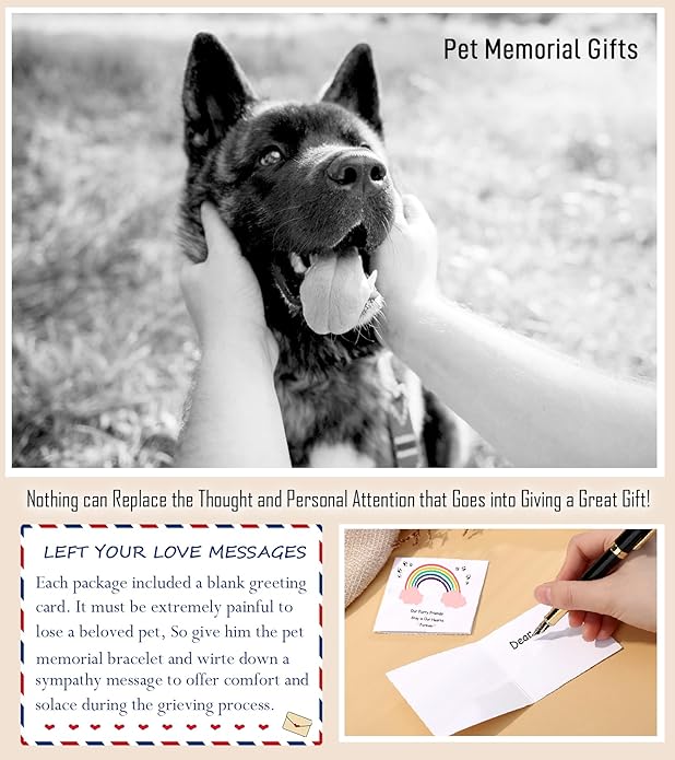 TONY & SANDY Dog Memorial Gifts, Pet Sympathy Rainbow Bridge Pet Memorial Bracelet for Men Women Girls Who Loss of Beloved Dog Cat - Bloomnest