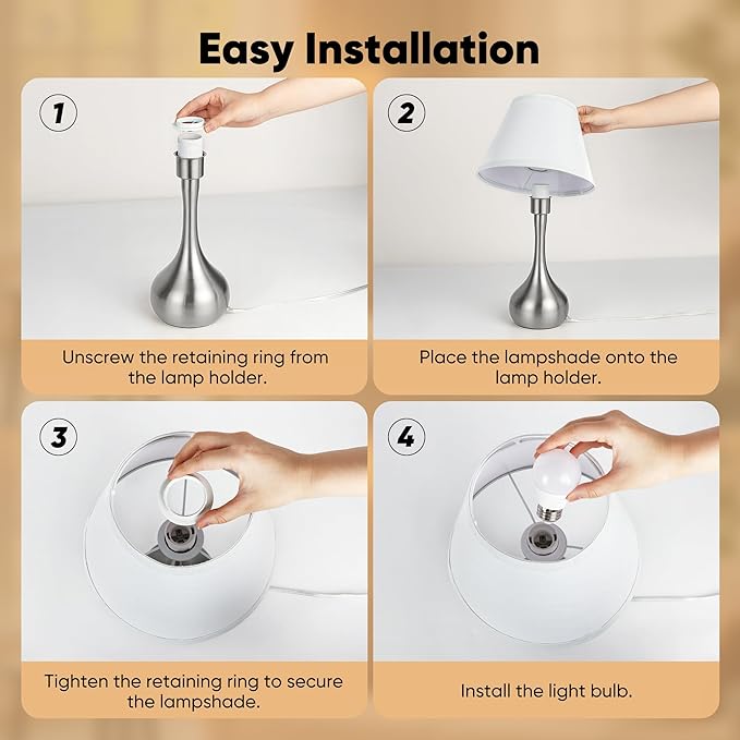 Touch Table Lamp for Bedroom Set of 2, 3-Way Dimmable Bedside Lamp for Nightstand, 17” Modern Metal Desk Lamp with Linen Shade for Living Room, Kids Reading, Dorm, Home Office Decor, Bulb Included - Bloomnest