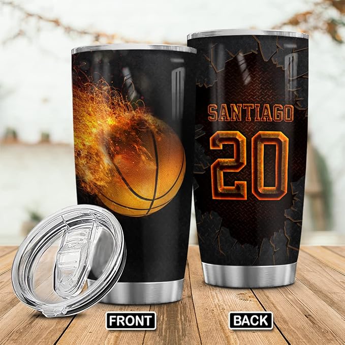 Wassmin Personalized Basketball Tumbler Sports Cups With Lids Gifts For Players Lovers Fan Coach Stainless Steel Insulated Tumblers 20oz 30oz Coffee Travel Mug Birthday Christmas Presents - Bloomnest