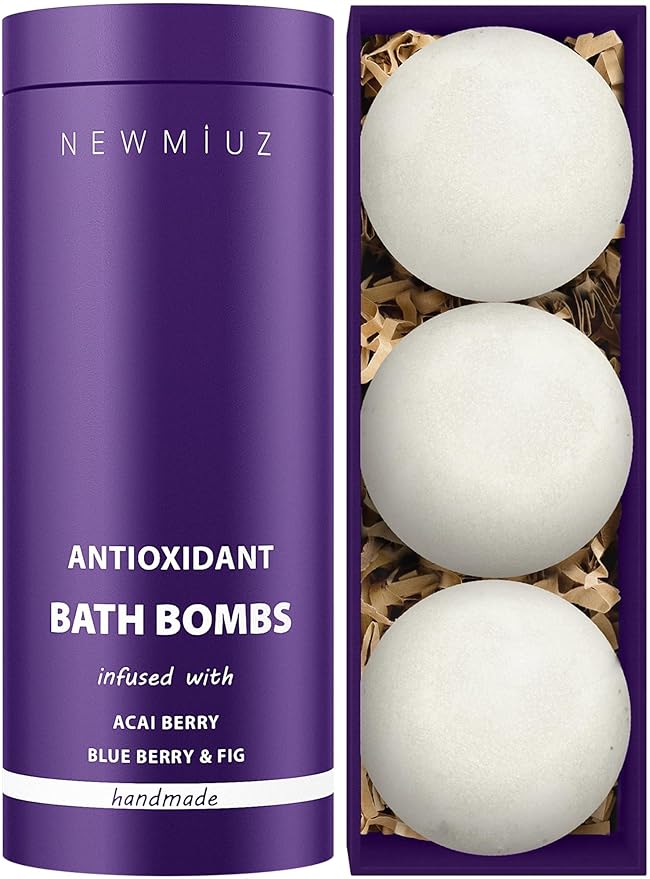 Natural Bath Bombs Skin Nourishing Detox Moisturize Antioxidant Acai Blueberry Luxury Fizzing Spa Bubble Bath Gift Set for Sensitive Skin Stress Relief Relaxation Gift Birthday Christmas - Bloomnest