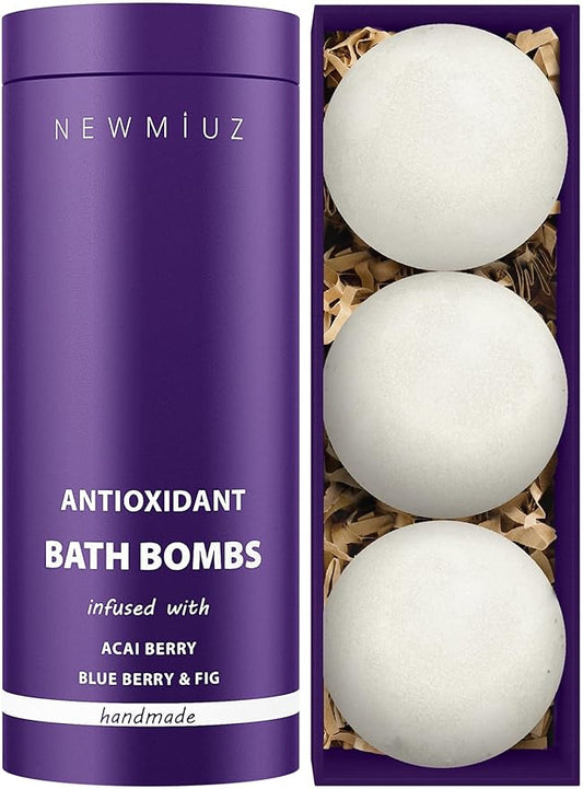 Natural Bath Bombs Skin Nourishing Detox Moisturize Antioxidant Acai Blueberry Luxury Fizzing Spa Bubble Bath Gift Set for Sensitive Skin Stress Relief Relaxation Gift Birthday Christmas - Bloomnest