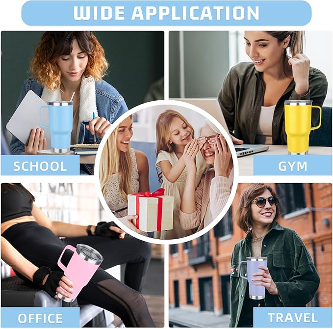 20 oz Tumbler with Handle Stainless Steel Insulated Coffee Mug Tumbler with Lid and Straw Double Wall Vacuum Insulated Coffee Mug Leak Proof Travel Mug Tumbler for Hot and Cold Drink (Mix Color-1)