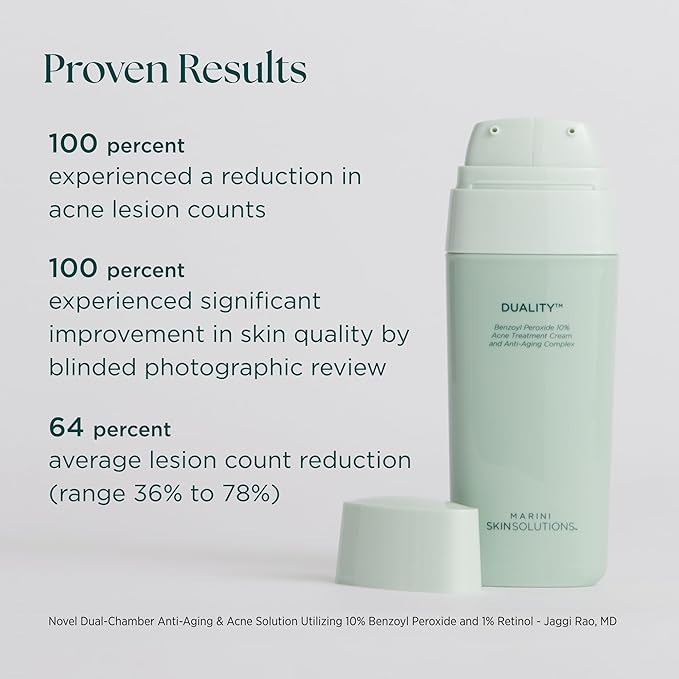 Marini SkinSolutions Duality - Benzoyl Peroxide 10% Acne Treatment Cream & Anti-Aging Retinol - Reduce the Appearance of Acne, Blemishes, Fine Lines, Wrinkles - Cruelty Free - Made in the USA - 1 oz - Bloomnest