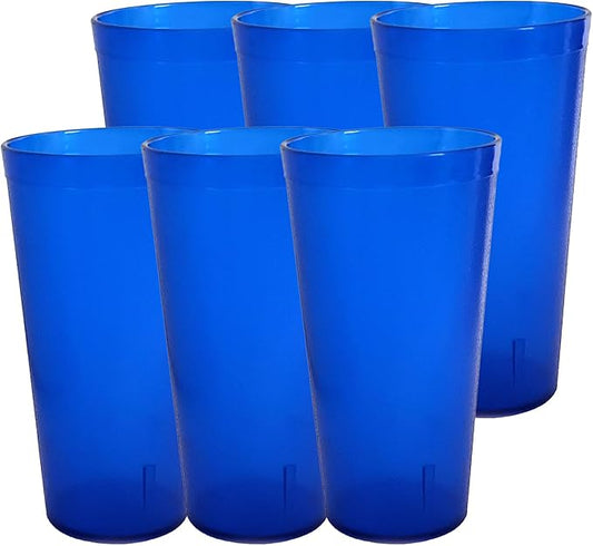 Party Outlaw Royal Blue Plastic Cup Tumblers 6 Pc 24oz Lightweight, Heavy Duty Stackable Cafe Style Plastic Glasses. Reusable & Dishwasher Safe Ice Tea & Water Cupsafe Ice Tea & Water Cups - Bloomnest