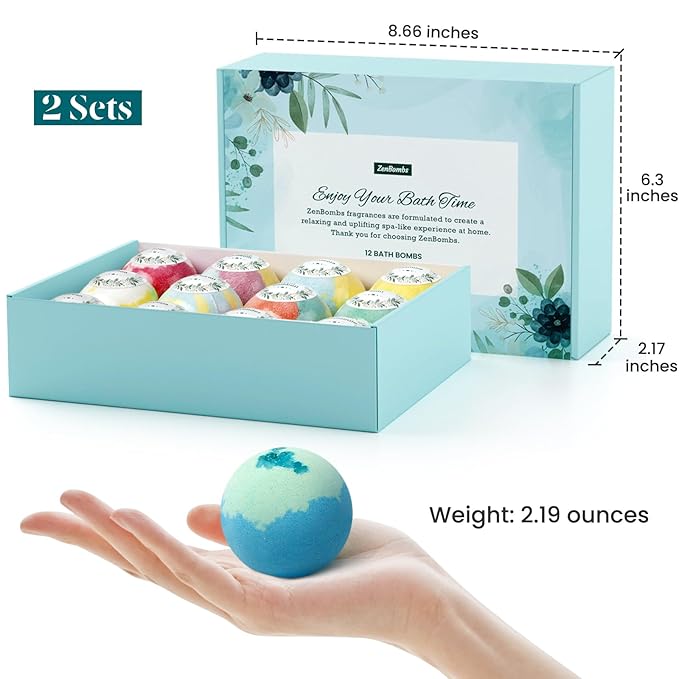 Bath Bombs for Women, 24pcs Handmade Natural Bath Bomb, Stocking Stuffers, Bath Bomb with Shea Butter, Mothers Day Presents for Mom, Amazing Present for Her, Wife, Girlfriend, Mother(2 Sets) - Bloomnest