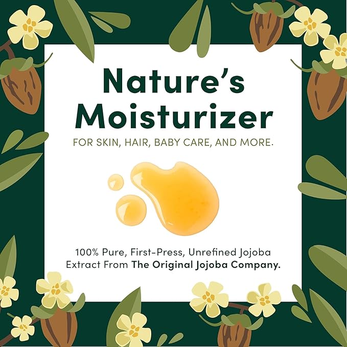 HobaCare Organic Jojoba Baby Oil with Pump Dispenser – 100% Pure Natural Unrefined Unscented Hexane Free Cold Pressed Jojoba Oil for Baby Hair, Infant Skin, Scalp Moisturizing (8.45 oz) - Bloomnest