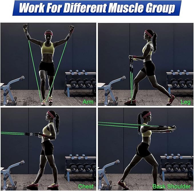 Resistance Bands Set, Himaly Exercise Bands Strength Training Fitness Bands Workout Elastic Bands with Legs Ankle Straps, Door Anchor, Handles & Carry Bag for Home Outdoor Workouts - Bloomnest