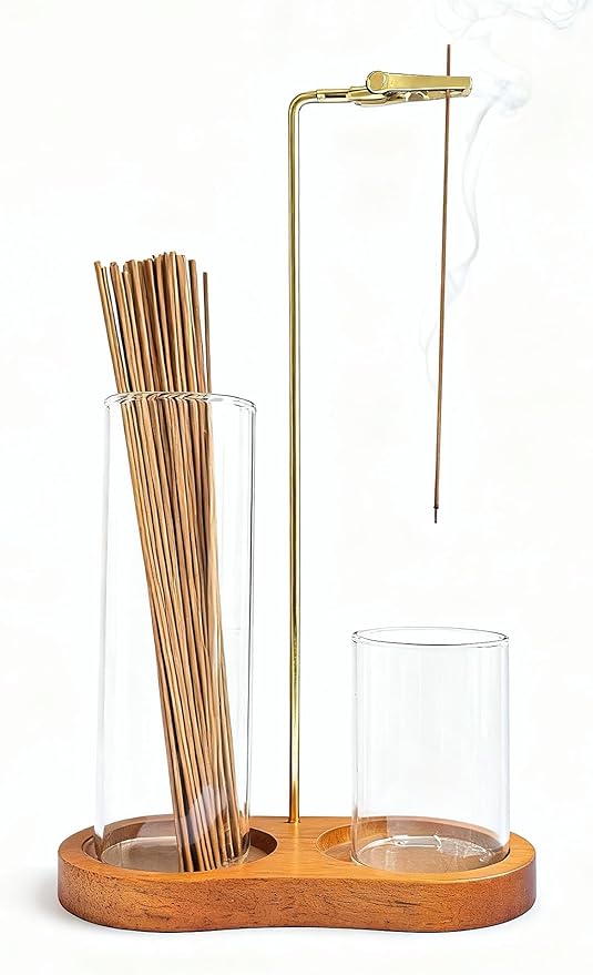 2 in 1 Glass Incense Holder & Burner with Ash Catcher – Decorative Incense Stick Holder for Aromatherapy, Yoga, Meditation - Bloomnest