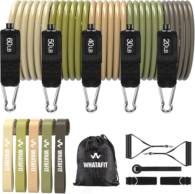 WHATAFIT Resistance Bands, Exercise Bands，Resistance Bands for Working Out, Work Out Bands with Handles for Men and Women Fitness, Strength Training Home Gym Equipment - Bloomnest