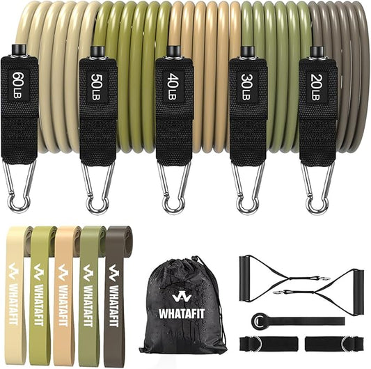 WHATAFIT Resistance Bands, Exercise Bands，Resistance Bands for Working Out, Work Out Bands with Handles for Men and Women Fitness, Strength Training Home Gym Equipment - Bloomnest