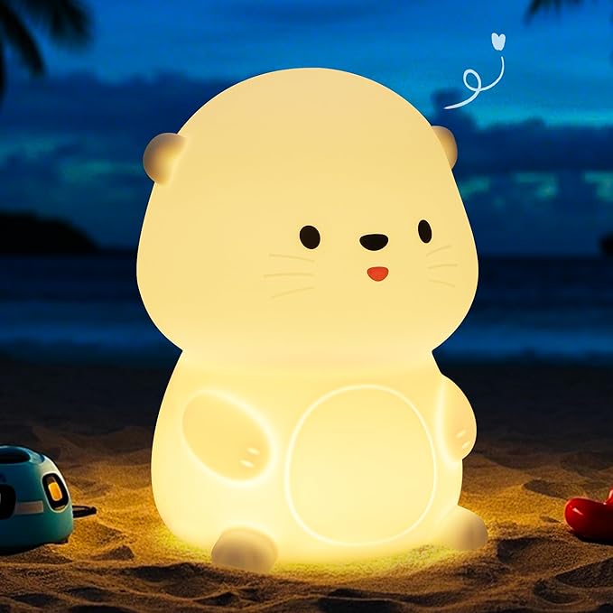 YuanDian Sea Otter Night Light, Gift for Babies and Teens, Decorate Kids' Bedroom with Cute Silicone Otter Nightlights with 8 Color Lights, Christmas Birthday Gift for Children and Toddlers Adults - Bloomnest