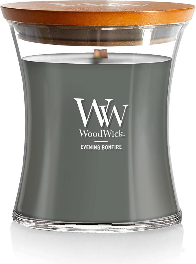 WoodWick Evening Bonfire Holiday Candle Gifts for Women and Men, 9.7 oz Medium Hourglass Candle with Crackling Wick - Bloomnest