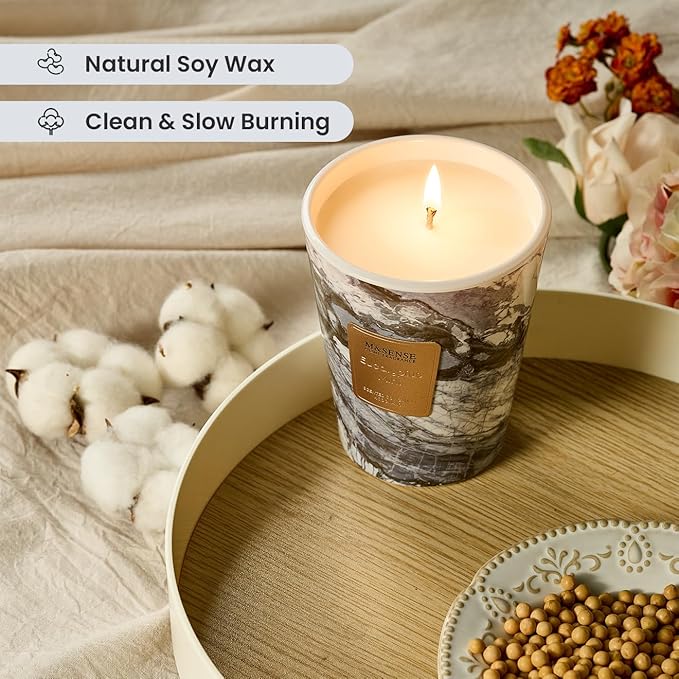 M&SENSE EucalyptusMint Scented Candles for Home, Lead-Free Wick Highly Scented Jar Candles, 14.1 Oz 80 Hours Lasting Burning Candles Gifts for Women, Relaxing Aromatherapy Candle for Stress Relief - Bloomnest