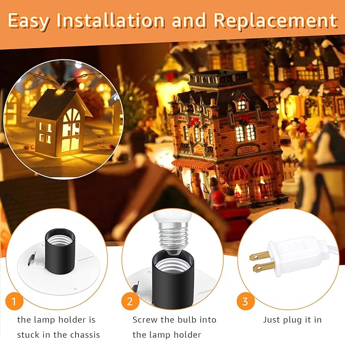 Sigely Blow Mold Light Kit Replacement Light Cord,for Halloween Christmas Blow Mold Village Craft Indoor Outdoor Decorations,for E26 E27 Salt Lamp Bulb with On/Off Switch Fuse Plug 4 Set - Bloomnest