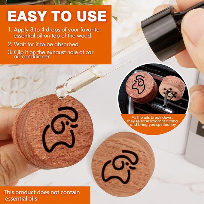 Essential Oil Car Diffuser, 2 PCS Elephant Calf Shaped Car Aromatherapy Wood Diffuser with Vent Clip - Bloomnest
