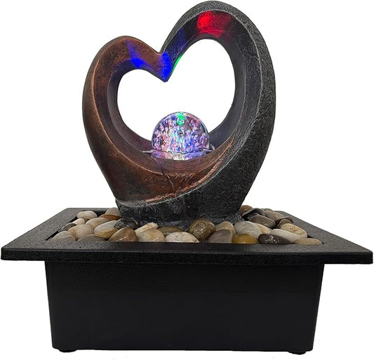 Spinning Orb Rock Cascading Tabletop Fountain, Zen Meditation Indoor Waterfall Feature with ON/Off Switch, Waterfall Fountain with LED Light for Home Office Bedroom - Bloomnest