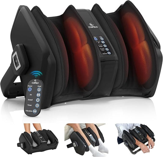 Foot Massager with Heat, FSA HSA Eligible Shiatsu Foot Calf Massager with Remote, Multi-Level Compression Deep Kneading Feet Massage Machine for Neuropathy, Plantar Fasciitis, Circulation - Bloomnest