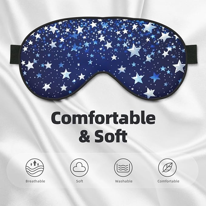 Sleep Eye Mask Blue Beautiful Shining Star Sleep Mask for Women Men Comfortable Eye Mask with Adjustable Strap Soft Eye Cover Blindfold for Travel Yoga Nap Shift Work - Bloomnest