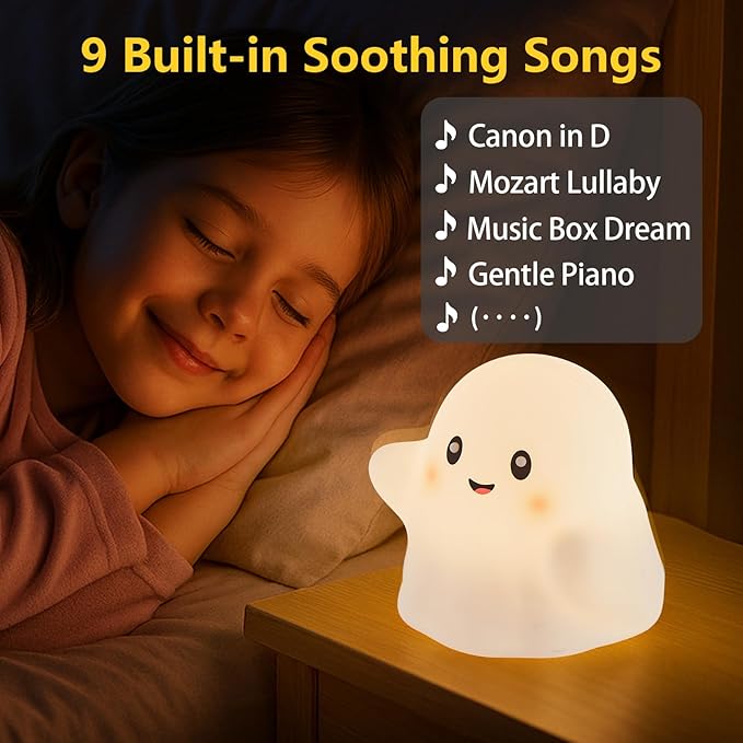 RGB Ghost Night Light – Color-Changing Tap Control Fun Toy for Kids, Soft Squishy Silicone Lamp with Sounds, Dimmable Rechargeable Bedside & Table Lamp, Funny Gift for Boys & Girls - Bloomnest