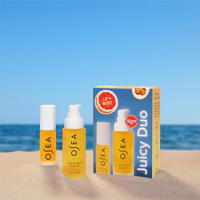 OSEA Juicy Duo Gift Set - Hyaluronic Lip Oil Booster & Undaria Algae™ Body Oil - Travel Size - Stocking Stuffer - Gift for Her - Bloomnest