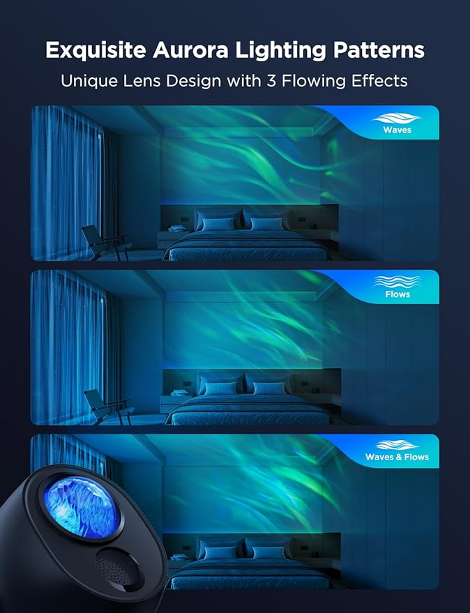 Govee Star Light Projector with 3 Aurora Flowing Effects, Star Projector Works with Matter, Alexa and Google Assistant, 16 Million Colors, 52 Scene Modes, Night Light Projector, Without Plug - Bloomnest