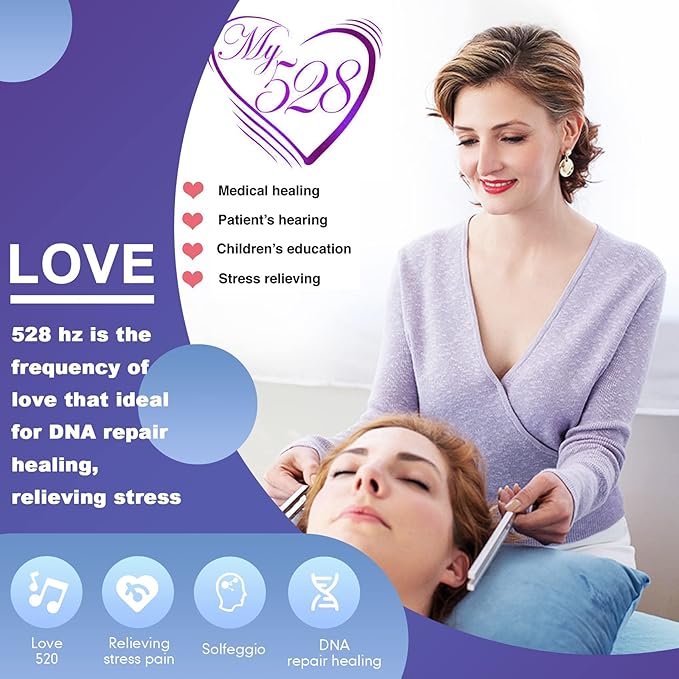 528 Hz Tuning Fork for Healing, DNA Repair, Reliever Stress and Perfect Healing Musical Instrument, with Blue Silicone Hammer - Bloomnest