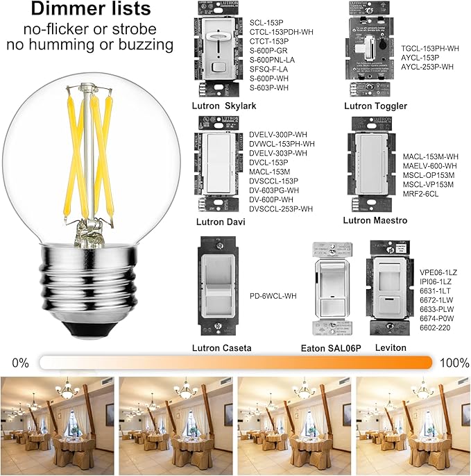LiteHistory E26 LED Bulb 4W Equal E26 Edison Bulb 40 Watt Neutral White 4000K E26 Bulb Dimmable AC120V 400lm G16.5 Light Bulb led for Rustic Sputnik,Chandeliers,Vanity,Wall sconces Pack of 6 - Bloomnest