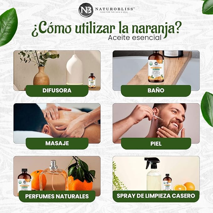 NaturoBliss Organic Sweet Orange Essential Oil, 100% Pure Therapeutic Grade, Premium Quality, 1 fl. Oz / 30 ml - Perfect for Aromatherapy and Relaxation - Bloomnest