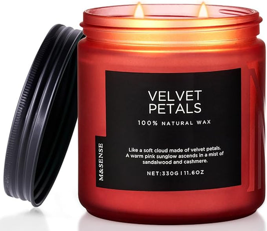 M&SENSE Sandalwood Floral Soy Candles for Home Scented, Organic Natural Soy Wax 11.6oz 70 Hour Long Lasting, Luxury Floral Scented Candle Gifts for Women - Bloomnest