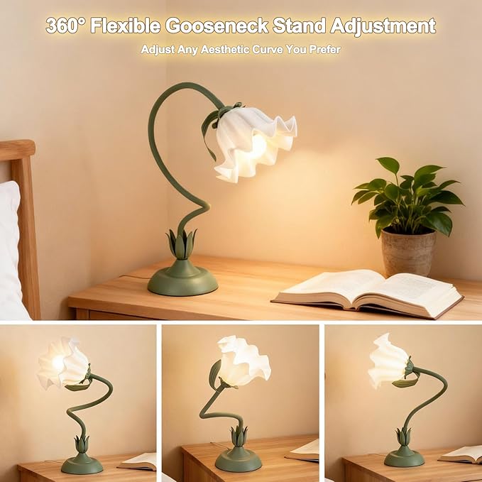 Flower Lamp LED Reading Light - Flower Table Lamp 3 Color Modes, Vintage Desk Lamp with E26 Bulb, Bedside Lamps for Bedroom, Living Room, Home Decor - Bloomnest