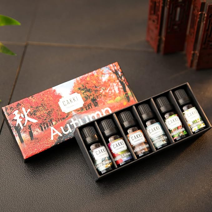 Autumn Essential Oils for Diffusers for Home, CAKKI Fragrance Oils Set, 6 Fall Scents, Natural Aromatherapy Oils, for Candles Making, for Soaps Making, for Humidifiers, 6x10 ml - Bloomnest