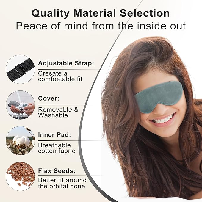 KOVNLO Heated Eye Mask, Washable USB Electric Moist Heat Warm Compress for Eyes, Eye mask with Flaxseed for Dry Eyes, Blepharitis, Chalazion, MGD, Stye Eye Treatment - Bloomnest