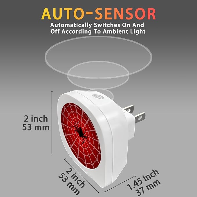 Red Spider Web Night Light Plug into Wall 0.5W LED Lights Auto on/Off for Family Friends Holiday Gifts & Home Decor - Bloomnest