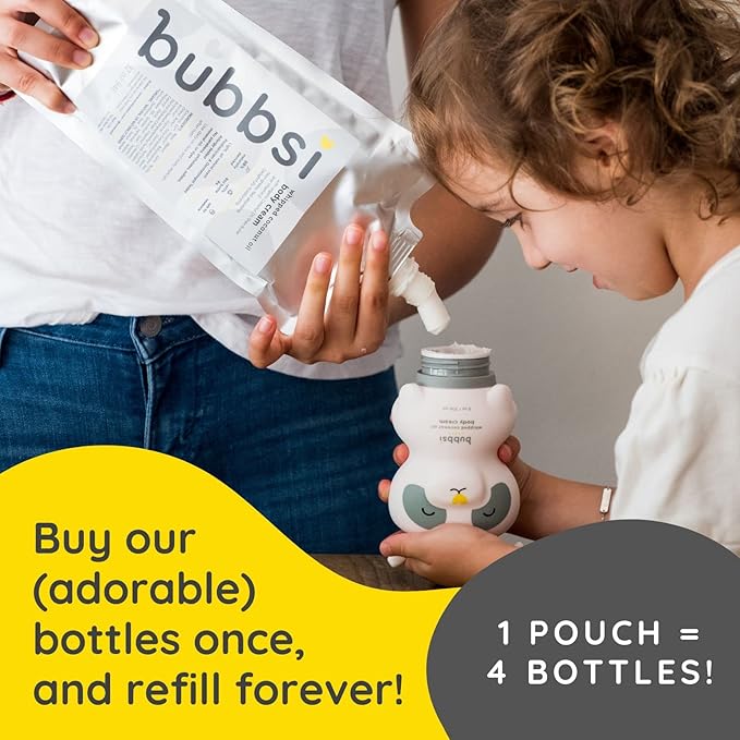 Bubbsi Whipped Coconut Oil Baby Lotion for Eczema, Dry Skin, Baby Acne, KP | Organic Coconut Oil, Shea Butter, Vitamin E | Light, Natural Scent | EU Compliant, Vegan (Refillable, 8oz) - Bloomnest