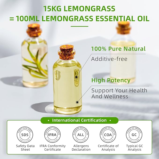 HIQILI 32 Fl Oz Lemongrass Essential Oil, 100% Pure Natural Undiluted Premium Oils - Bloomnest