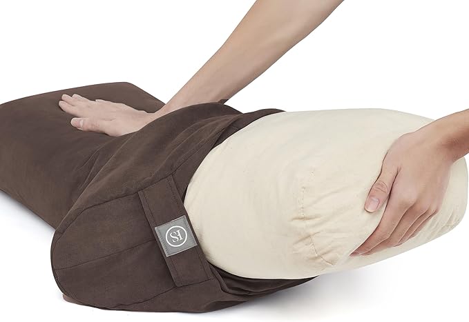 Meditation Cushion Bolster Pillow for Restorative Yoga – Supportive Cushion for Meditation, Pilates, and Relaxation – Filled with Buckwheat Hulls - Removable Cover - Bloomnest