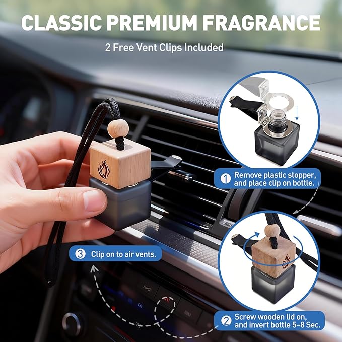 Car Air Freshener Hanging 2 Pack, Cool Ice Fragrance Essential Oil Diffuser for Cars, Long Lasting Car Scent Air Fresheners Car Accessories for Men - Bloomnest