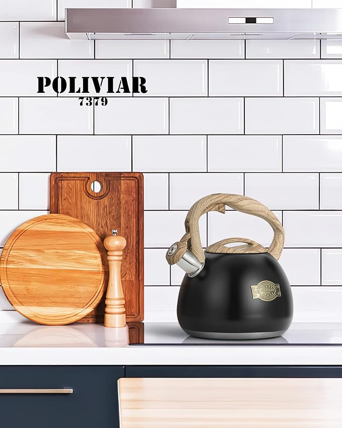 POLIVIAR Tea Kettle, 2.7 Quart Stovetop Tea Kettle, Audible Whistling Teapot, Food Grade Stainless Steel for Anti-Rust, Anti Hot Handle, Suitable for All Heat Sources (JX2022-MH30) - Bloomnest