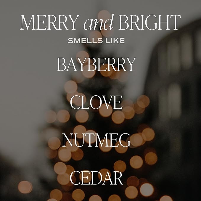 Sweet Water Decor Merry and Bright Christmas Candle - Fir, Nutmeg, Clove, Bayberry Winter Holiday Scented Soy Candles for Home - 15oz Green Jar, 70+ Hour Burn Time, Made in The USA - Bloomnest